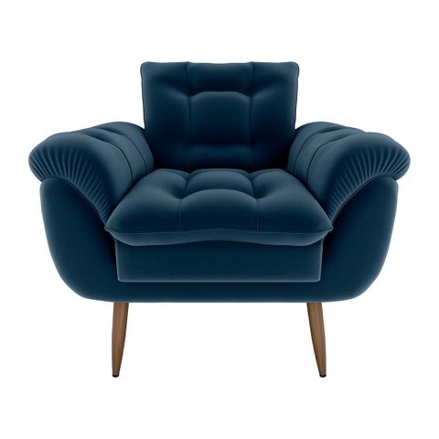 Poltrona Decorativa Xangai 1 Lugar Veludo Azul - Matrix