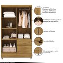 Ver imagem 3 de Guarda Roupa Solteiro Abruzzo 4 Portas de Bater 2 Gavetas com Cabideiro Nature G98 - Gran Belo