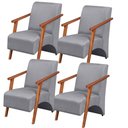 Ver imagem 1 de Kit 4 Poltronas Venus 1 Lugar Braço Madeira Maciça Tecido Suede Unidecor Cinza