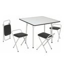 Ver imagem 1 de Conjunto de Mesa Dani Quadrada Dobrável Branco e Preto 4 Banquetas - Criativa 439/101