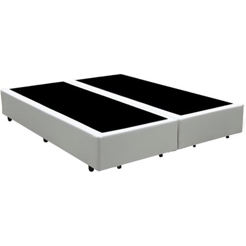 Cama Base Box King Bipartido Sintético Branco 27x193x203