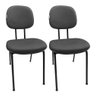 Kit 2 Cadeiras de Escritório Secretaria Fixa Pé Palito Tecido Jserrano Cinza com Preto para Recepção - 1