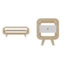Ver imagem 2 de Conjunto 2 Peças Sala Estar Mesa de Apoio e Rack Theo Bege Naturale/Branco