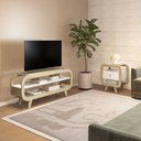 Ver imagem 1 de Conjunto 2 Peças Sala Estar Mesa de Apoio e Rack Theo Bege Naturale/Branco