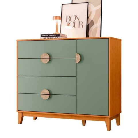 Cômoda Sapateira Ipê 1 Porta Cinamomo/sálvia - Abz