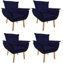 Ver imagem 1 de Kit 4 Poltronas Opala GatMagazine-Suede Azul Marinho