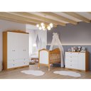 Ver imagem 2 de Dormitório Encanto Guarda-roupa, Cômoda e Berço Harmonia Nature/branco com Colchão Supreme -
