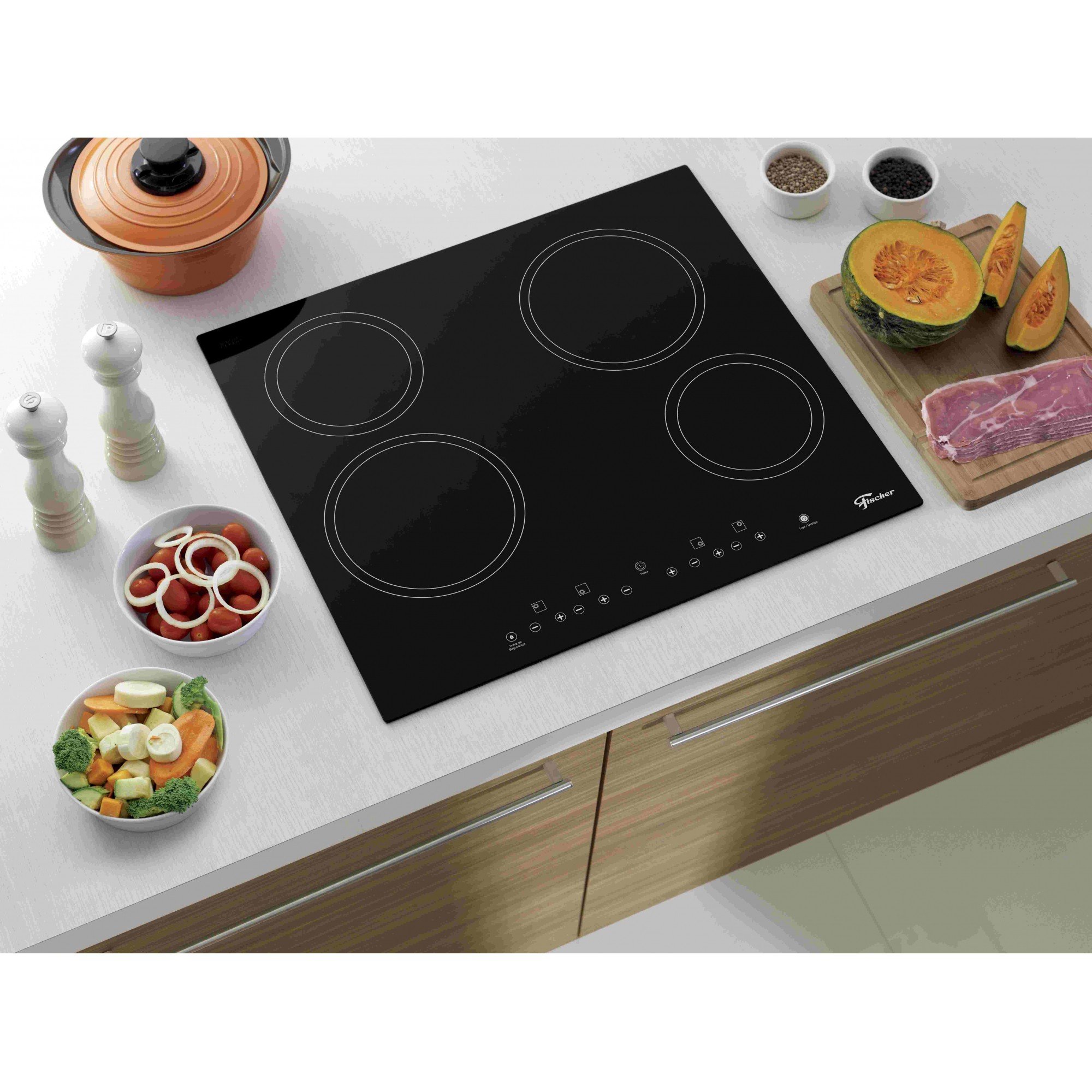 Fogão Cooktop Fischer 5Q Top Elétrico/Gás Mesa Vitrocerâmica - Fischer