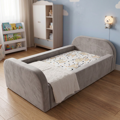 Cama Baby Soft de Espuma Montável e Desmontável com Colchão:Bege