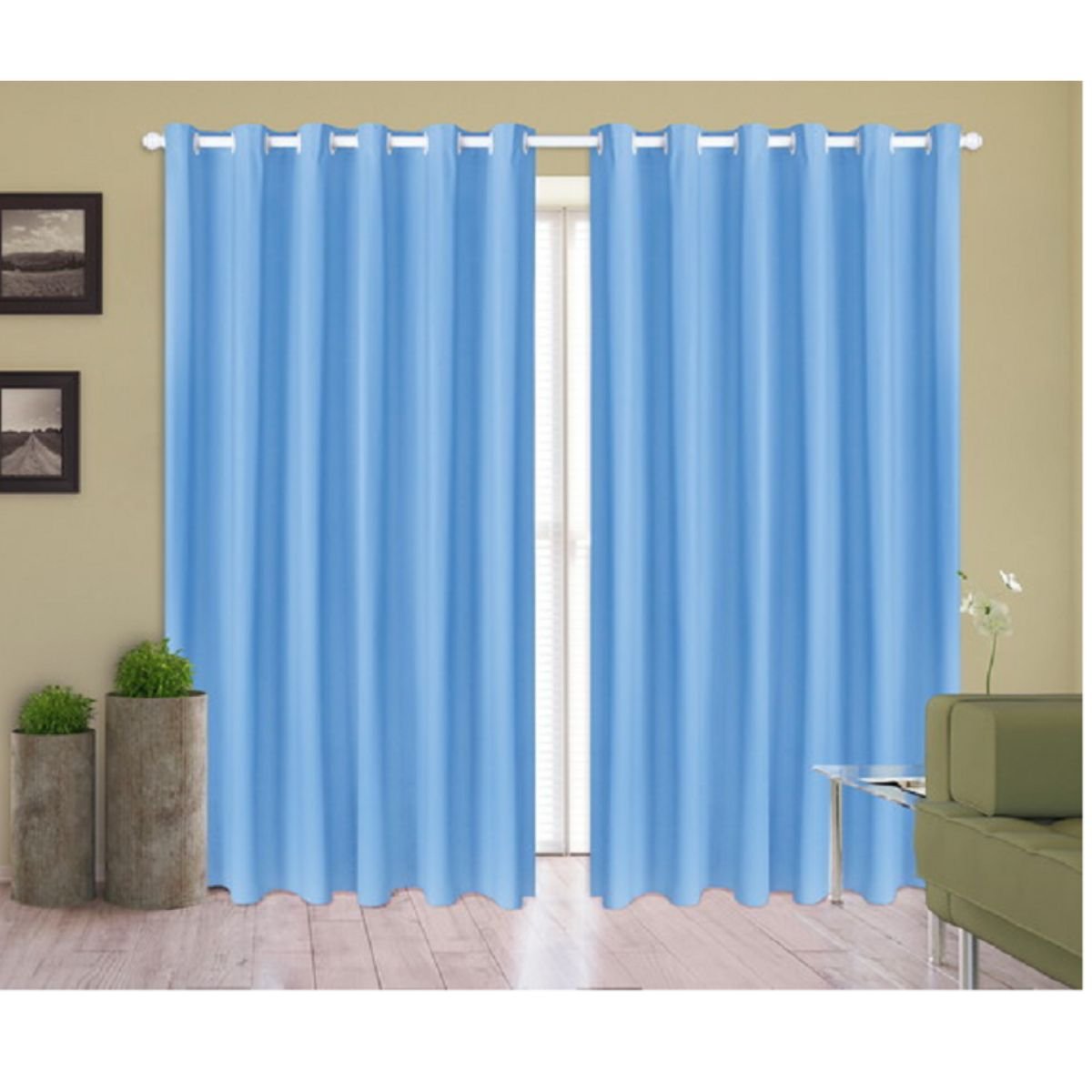 Cortina Roma Azul Claro 2.00m X 1.40m para Janela Sala Quarto Cozinha Parede Decoração