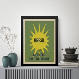 Quadro Brasil - Melhor Café do Mundo 45x34cm - com Vidro:moldura Preta - 1