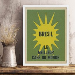 Quadro Brasil - Melhor Café do Mundo 45x34cm - com Vidro:moldura Preta - 2
