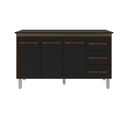 Ver imagem 1 de Kit Balcão Gabinete 138cm Carina Savana/preto com Tampo 140cm Preto