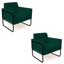 Ver imagem 1 de Poltrona Sala Industrial Alta Tubo Preto Kit 2 Elisa Bouclê Verde D03 - D’Rossi