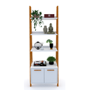 Ver imagem 1 de Estante Kisi Prateleiras Armário Mdf Branco e Madeira 180x65x45 Donna 0205epa01