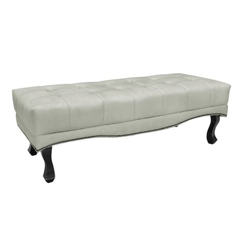 Puff Recamier Retrô Luis Xv Captonê Quarto Vicenza 90cm Veludo Prata S04 - D'Rossi