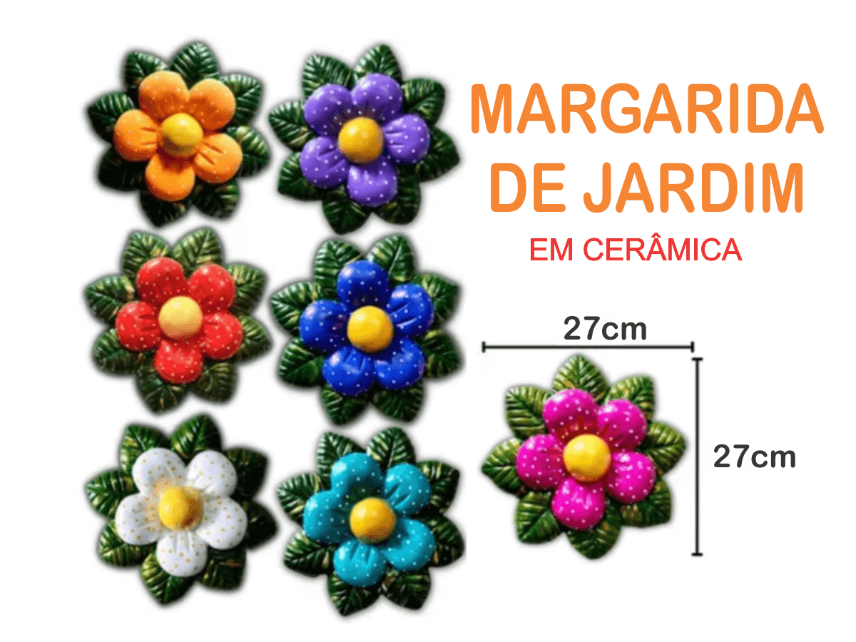 DECORAÇÃO JARDIM FLOR MARGARIDA CERÂMICA P/GRAMA OU PAREDE:ROXO - 2