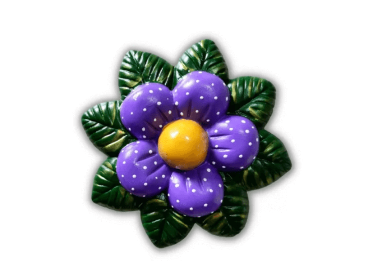 DECORAÇÃO JARDIM FLOR MARGARIDA CERÂMICA P/GRAMA OU PAREDE:ROXO