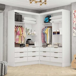 Closet Casal Duplo Sevilha Premium com 12 Gavetas Branco