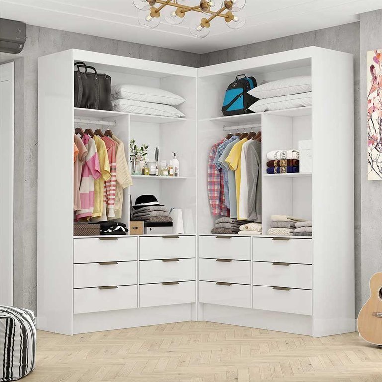 Closet Casal Duplo Sevilha Premium com 12 Gavetas Branco