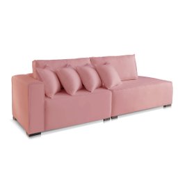 Sofá 2 3 4 Lugares Modulado Almofada Solta Molas Istambul Braço Esquerdo Suede Rose 2,3m - 1