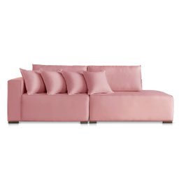 Sofá 2 3 4 Lugares Modulado Almofada Solta Molas Istambul Braço Esquerdo Suede Rose 2,3m - 2