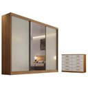 Ver imagem 1 de Guarda Roupa Casal Sonetto com Espelho e Gaveteiro Milão com Chave Cumaru 25 Fendi - Novo Horizonte