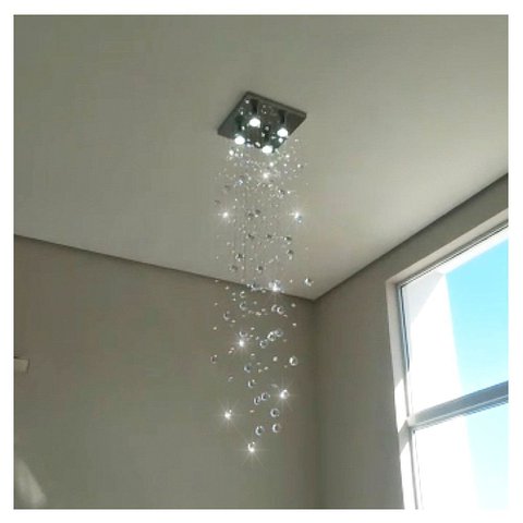 Lustre de Cristal Legítimo para Sala Base Inox 1 Metro de Alt - Transparente