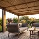 Ver imagem 2 de Sombreamento para Pergolado Esteira de Bambu 5m x 1m Forro Rústico Marrom Varanda e Quintal