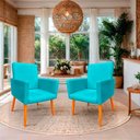 Ver imagem 2 de Kit 2 Poltronas Cadeira para Sala Confortável e Minimalista em Suede