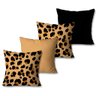 Kit com 4 Capas de Almofadas Decorativas Onça Marrom - 1
