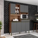 Ver imagem 1 de Armário para Cozinha 7 Portas 1 Gaveta em MDF Puxador Perfil Grécia Espresso Móveis