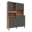 Ver imagem 2 de Armário para Cozinha 7 Portas 1 Gaveta em MDF Puxador Perfil Grécia Espresso Móveis