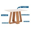 Ver imagem 2 de Conjunto: Mesa de Cozinha Lins Sc91 Tampo Madeirado C/ Vidro Canto Reto 120x80cm e 4 Cadeiras Vita