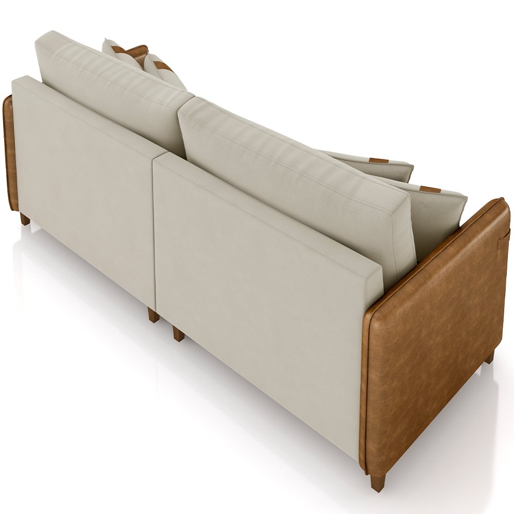 Sofá 3 Lugares Sala de Estar Living 232cm Asbury K01 Veludo Bege Couríssimo Camel - Lyam Decor - 7