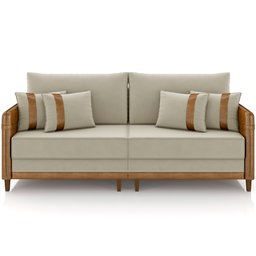 Sofá 3 Lugares Sala de Estar Living 232cm Asbury K01 Veludo Bege Couríssimo Camel - Lyam Decor - 3