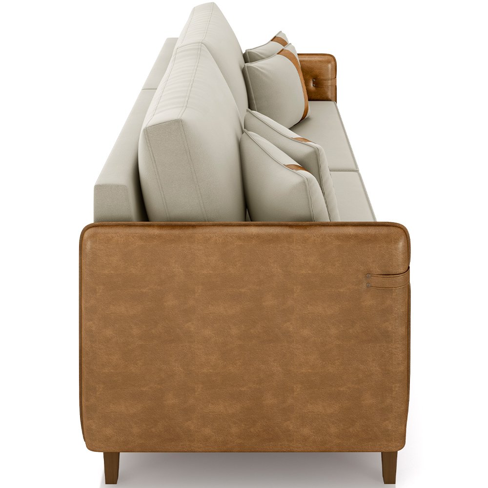 Sofá 3 Lugares Sala de Estar Living 232cm Asbury K01 Veludo Bege Couríssimo Camel - Lyam Decor - 6