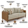 Sofá 3 Lugares Sala de Estar Living 232cm Asbury K01 Veludo Bege Couríssimo Camel - Lyam Decor - 4