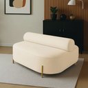 Ver imagem 1 de Sofá Sala Ilha Orgânico e 1 Poltrona 125cm Éden Pé Aço Dourado Bouclê Bege E03 - D’Rossi