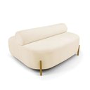 Ver imagem 2 de Sofá Sala Ilha Orgânico e 1 Poltrona 125cm Éden Pé Aço Dourado Bouclê Bege E03 - D’Rossi