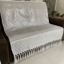 Ver imagem 3 de Kit Manta Geométrica e 4 Capas de Almofada Luxo Branco e Prata 45cmx45cm Sua Casa Decor Kit Manta Ge