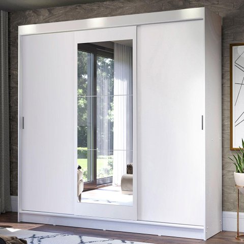 Guarda-roupa Casal Madesa Istambul 3 Portas de Correr com Espelho 3 Gavetas