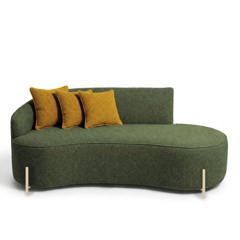 Sofá 2 Lugares Orgânico 160cm Morgan Pé Ferro Champanhe Napoli Verde/amarelo D03 - D'rossi