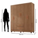 Ver imagem 2 de Kit Guarda-Roupa Casal 6 Portas e Cômoda Sapateira 1 Porta Lisa Carvalho Oak