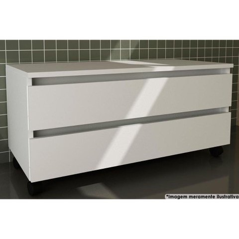 Bancada de Banheiro Bn3603 2 Gavetas C/ Rodízio Cor Branco - Tecno Mobili