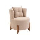 Ver imagem 7 de Kit Poltrona e Puff Luna Decorativa Curvo Orgânico Boucle Bege - Montanaris Decor
