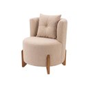 Ver mais imagens de Kit Poltrona e Puff Luna Decorativa Curvo Orgânico Boucle Bege - Montanaris Decor