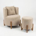 Ver imagem 3 de Kit Poltrona e Puff Luna Decorativa Curvo Orgânico Boucle Bege - Montanaris Decor