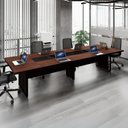 Ver imagem 2 de Mesa de Reunião 360cm Corporativa 6 Pessoas com Caixa de Tomadas Corporate Marrom/Louro Preto