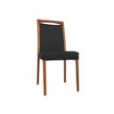 Ver imagem 4 de Mesa Jantar Jade 120x90cm Preto com 4 Cadeiras Estofadas em Couro Pu Preta Base Madeira Maciça Mel